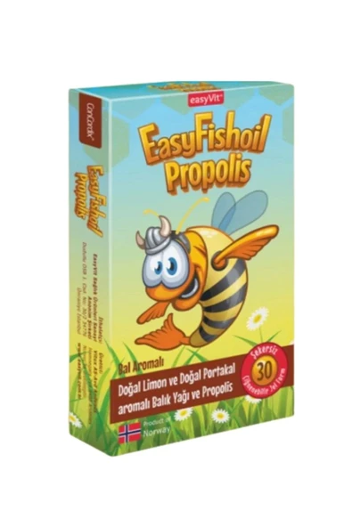 EASYVİT,Easyfishoil Propolis Bal Aromalı 30 Çiğnenebilir Jel Form