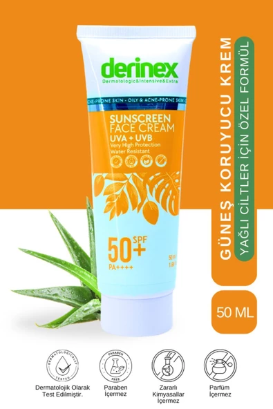 DERİNEX,Güneş Kremi Spf 50 Oily & Acne-prone Skin Yağlı Ve Akneli Ciltler Için 50 ml