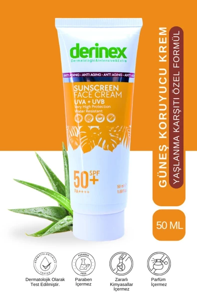 DERİNEX,Güneş Kremi Spf 50 Anti Aging Yaşlanma Karşıtı 50 ml