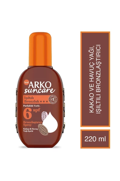 ARKO,Suncare Spf6 Bronzlaştırıcı Güneş Yağı Sprey 220 ml