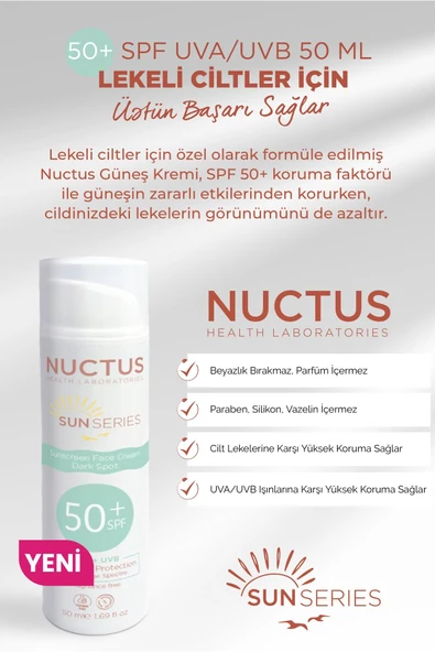 NUCTUS,Güneş Kremi 50+ Spf Uva/uvb 50 Ml Lekeli Ciltler Için