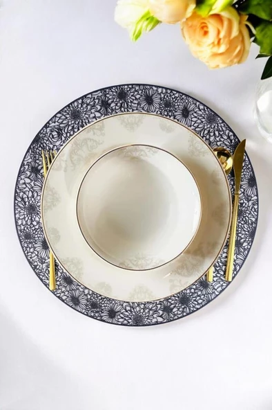 Digithome Acar 6’lı Amerikan Servisi Supla Yuvarlak Siyah 38 Cm – ACR-281 C320.033 - 3