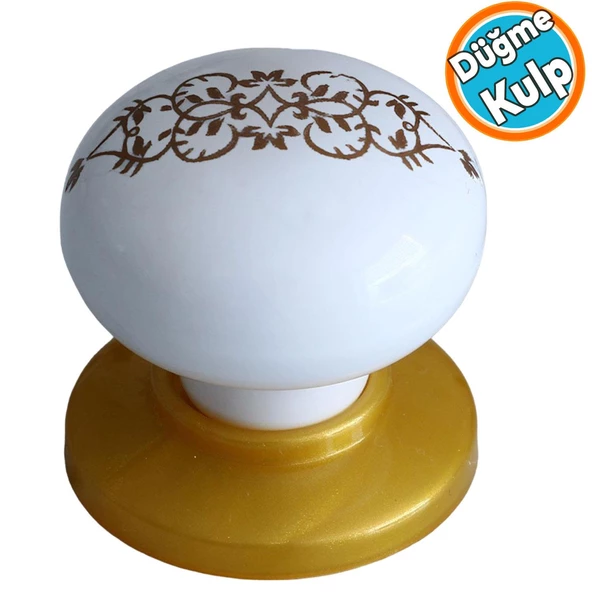 Düğme Kulp Desenli Beyaz Gold Tablalı Dolap Mobilya Mutfak Dolabı Çekmece Dolap Polimer Kulpu Kulbu