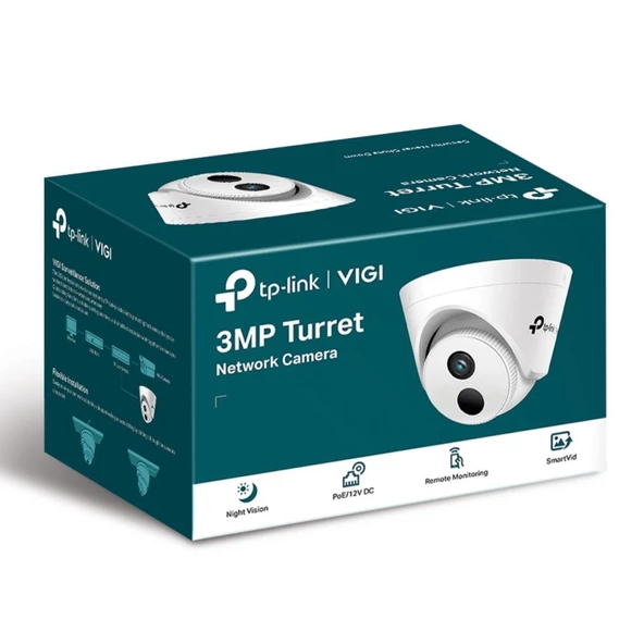 TP-Link VIGI C400HP-4mm 3MP IR Dome IP Kamera (1/2.7",30fps,FHD,H265+,PoE) - Resim 3