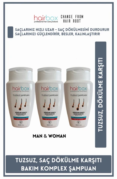 Hairbox Erkek  Şampuan  Saç Bakım Ekonomik Set 3 Adet