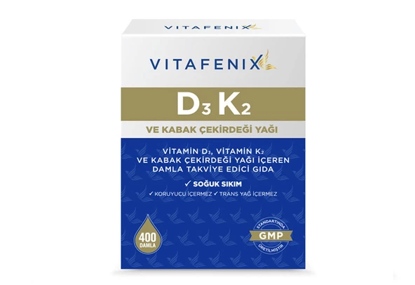 VİTAFENİX,D3 K2 Ve Kabak Çekirdeği Yağı Içeren Vitamin 1000 Iu 20 ml Damla