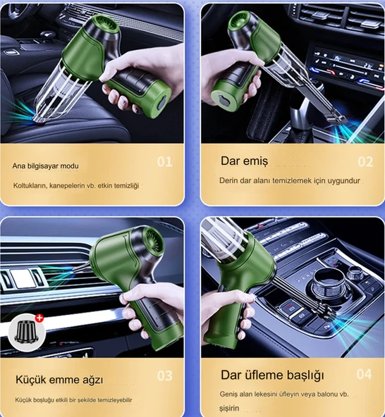 Portatif Araba Vakum Süpürge USB Ofis Ev Halı İçin Şarj Edilebilir Mini Elektrikli Süpürge - 4