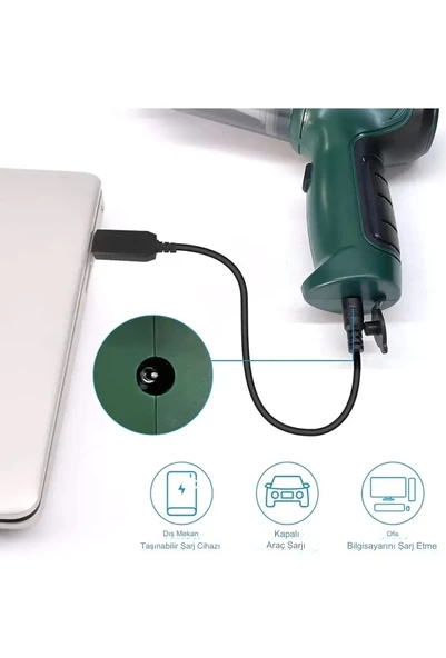 Portatif Araba Vakum Süpürge USB Ofis Ev Halı İçin Şarj Edilebilir Mini Elektrikli Süpürge - 6