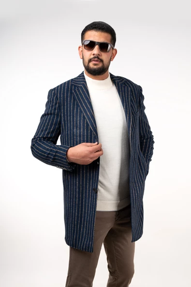 SİR ÇİZGİLİ ERKEK REGULAR FİT KAŞE KABAN - 9