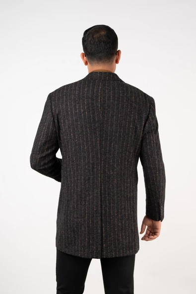 SİR ÇİZGİLİ ERKEK REGULAR FİT KAŞE KABAN - 7