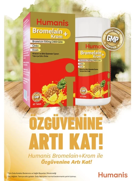 Humanis Bromelain+Krom, Çinko 60 Tablet