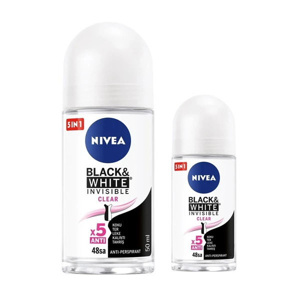 Nivea Black&White Clear Roll-On 50 ml + Roll-On 25 ml Set