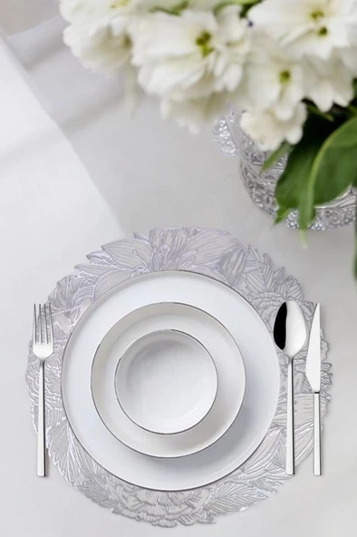 Digithome Acar 6’lı Amerikan Servisi Supla Yuvarlak Gümüş 38 Cm – ACR-283 C320.033 - 4