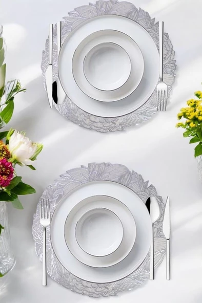 Digithome Acar 6’lı Amerikan Servisi Supla Yuvarlak Gümüş 38 Cm – ACR-283 C320.033 - 3