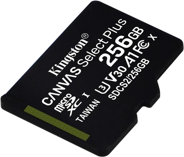 Kingston Canvas Select Plus SDCS2/256GB Class 10 U3 A1 V30 256 GB Micro SD Kart