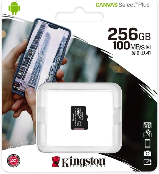 Kingston Canvas Select Plus SDCS2/256GB Class 10 U3 A1 V30 256 GB Micro SD Kart - 3