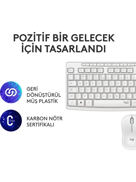 Logitech MK295 Kablosuz Sessiz Klavye Mouse Set 920-010089 Beyaz - 5