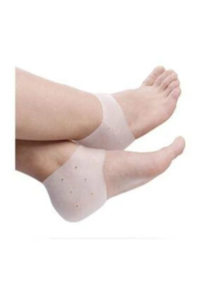 Ten/Beyaz Renk 2 Çift Silikon Topuk Gömleği Topuk Çorabı Topuk Dikeni Koruyucu - Resim 2