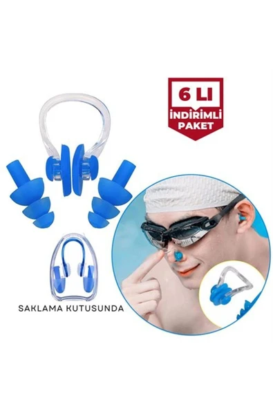 6 lı Set Enzo Kulak ve Burun Tıkayıcı Havuz Seti ürün görseli 1