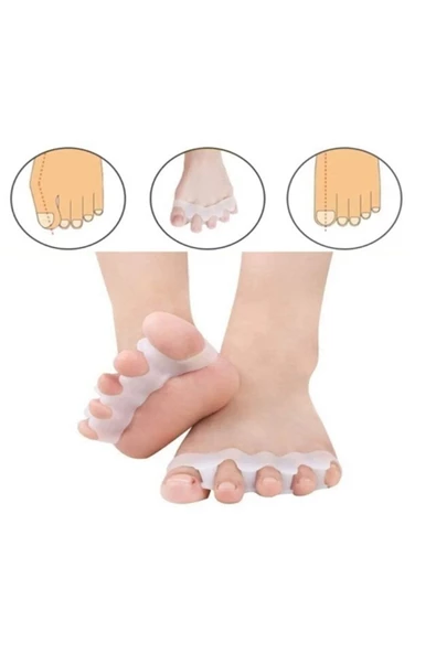 Ten/Beyaz Renk 5 Parmak Ayıran Silikon Geçmeli Makara Ayak Parmak Arası Makara - 2