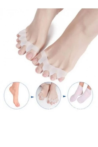 Ten/Beyaz Renk 5 Parmak Ayıran Silikon Geçmeli Makara Ayak Parmak Arası Makara