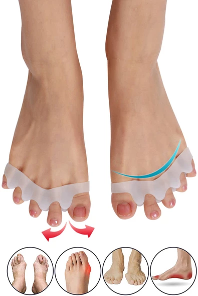 Makara Ayak 5 Parmak Ayıran Silikon Bunyon Koruyucu Parmak Ayırıcı Gece Ateli Halluks Valgus - 3