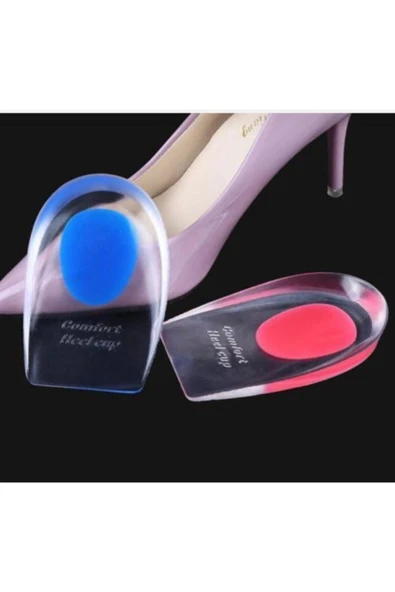 Topuk Dikeni Tabanlık Ortopedik Silikon Topuklu Gizli Jel Yastık Topuk Silikonu Şeffaf Pembe - Resim 3