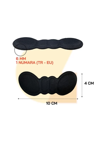 Ayakkabı Topuk Vurma Önleyici ve Daraltma Pedi 6 mm (1 Ayak Numarası - TR & EU) 4 Çift - Resim 3