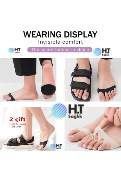 Kadınlar Için Beş Parmak Ayak Ön Ayak Pedleri Nefes Alabilen Yüksek Topuklu Ayakkabı Yastığı - Resim 5