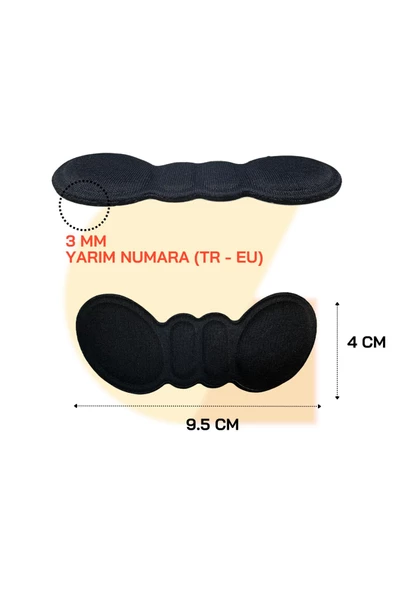 Ayakkabı Topuk Vurma Önleyici ve Daraltma Pedi 3 mm (0.5 Ayak Numarası - TR & EU) 4 Çift - Resim 3