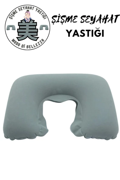 Seyahat Boyun Yastığı Gri Seyahat Boyun Yastığı Ortopedik Araç Şişme Yastık Pratik Taşınabilir ürün görseli 1