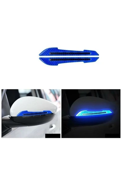 Mavi Araba Ayna Çarpma Koruyucu Renkli Reflektif Şerit - 2