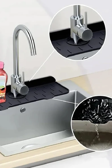 Mutfak Banyo Lavabo Kenarı Silikon Matı Silikon Musluk Su Sıçrama Önleyici ürün görseli 1