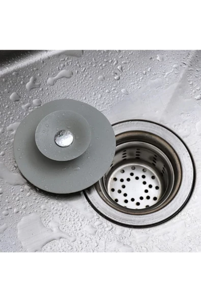 Silikon Lavabo Ve Küvet Tıkacı Süzgeç, 2 Fonksiyonlu Gider Kapatıcı Renkli 1 Adet Süzgeç - 3