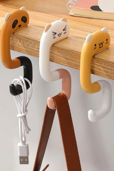 Mobilya Askı Çanta Şapka Kablo Askı Sevimli Hayvan Figürlü Katlanabilir Kanca Askı Şirin Askılık - Resim 2