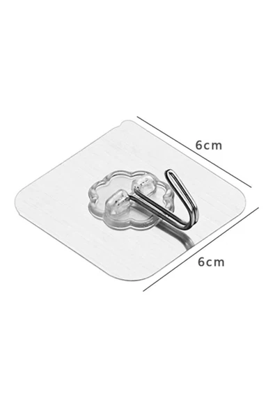 15 Adet Kendinden Yapışkanlı Şeffaf Askı Banyo Mutfak Dolap Askısı 6x6 cm - 2