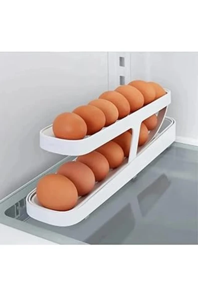 Tineke 2 Katlı Otomatik Buzdolabı Yumurta Standı Yumurtalık Rafı Saklama Kabı Buzdolabı Organizer ürün görseli 1