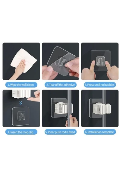 SVRM Yapışkanlı Pratik Mop Tutucu 4 Adet Beyaz ürün görseli 1