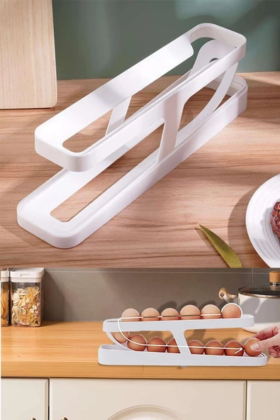 2 Katlı Otomatik Buzdolabı Yumurta Standı Yumurtalık Rafı Saklama Kabı Buzdolabı Organizeri - 2