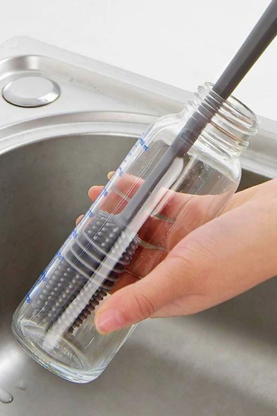 Uzun Saplı Silikon Bardak Ve Kavanoz Yıkama Fırçası - 6