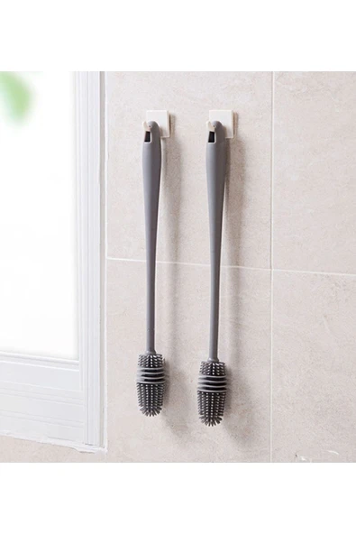 Uzun Saplı Silikon Bardak Kavanoz ve Biberon Yıkama Fırçası - 5