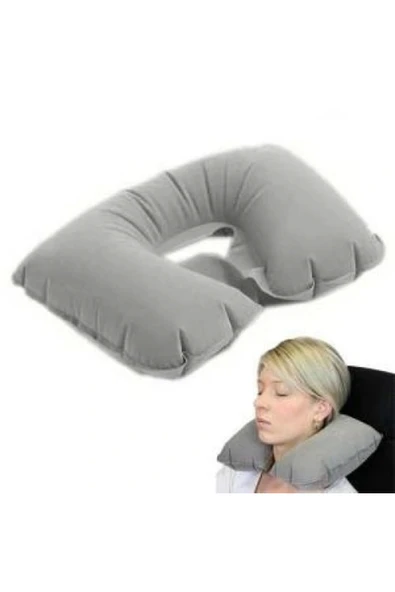 Şişme Seyahat Yastığı Gri Lacivert ürün görseli 1