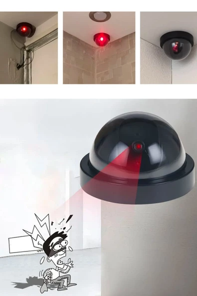 Kablosuz Fake Dome Hırsız Caydırıcı Işıklı Ledli Yalancı Kamera Sahte Güvenlik Kamerası 360° Derece - 2