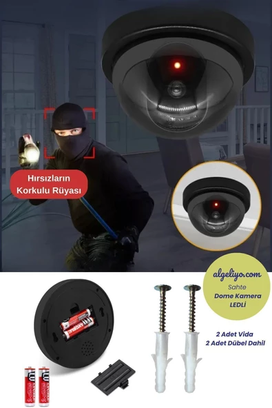 Kablosuz Fake Dome Hırsız Caydırıcı Işıklı Ledli Yalancı Kamera Sahte Güvenlik Kamerası 360° Derece