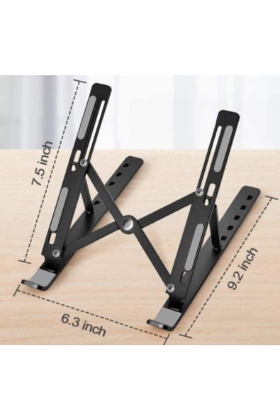 Cpu 7 Kademeli Ayarlı Katlanabilir Laptop Tablet Standı Siyah - 3