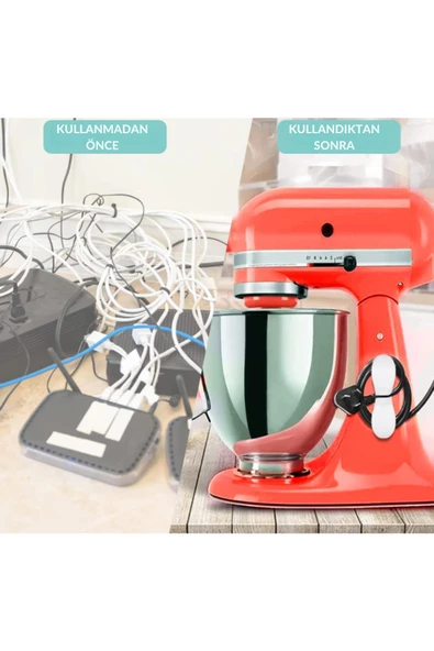 Yapışkanlı Airfryer Kablo Düzenleyici Elektrikli Ev Aleti Kablo Sarma Düzenleme Aparatı 4 Adet - 7