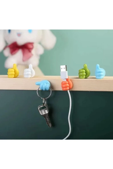 Yapışkanlı Baş Parmak Kablo Düzenleyici Kablo Tutucu Diş Fırçası Anahtarlık Havlu Askısı 5 Adet - 3