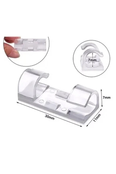 Byrxdn 20'li  Yapışkanlı Kablo Sabitleyici Şeffaf Klips Byrnew - Resim 2