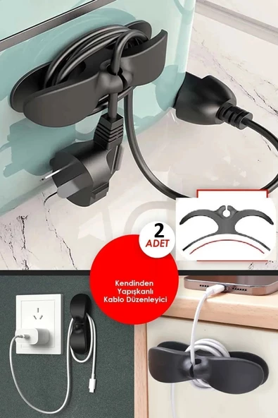 ( 2 Adet ) Yapışkanlı Çok Amaçlı Airfryer Kablo Sarma Aparatı | Kablo Toplama Sabitleme Aparatı - 5