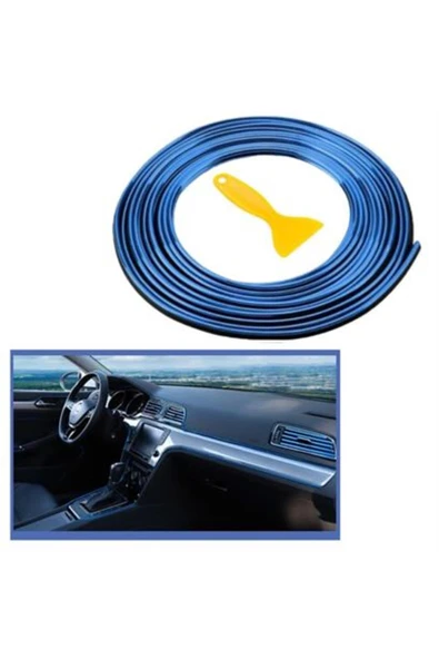 At35ın Shopzum Mavi Araba Oto trim Dekorasyon Şeridi Kauçuk Elastik Kolay Kurulum 5 Metre Şerit B ürün görseli 1